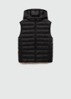 Mango Quilted Gilet With Hood Black In Noir