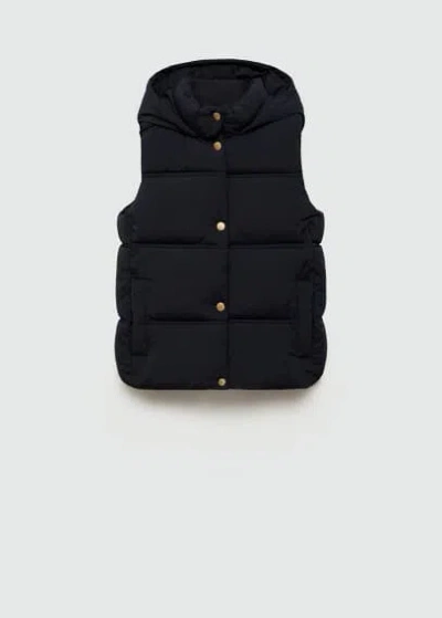 Mango Kids' Quilted Gilet With Hood Dark Navy