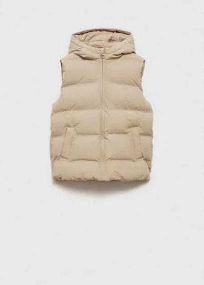 Mango Kids' Quilted Gilet With Hood Ice Grey