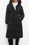 Mango Quilted Hooded Coat With Faux Shearling Trim In Black