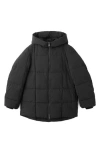 Mango Quilted Hooded Puffer Coat In Black
