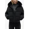 Mango Quilted Puffer Jacket With Removable Faux Fur Collar In Black