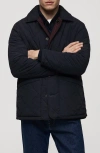 Mango Quilted Reversible Shirt Jacket In Dark Navy