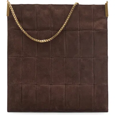 Mango Quilted Suede Shoulder Bag In Chocolate