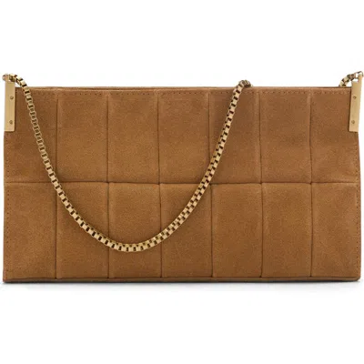 Mango Quilted Suede Shoulder Bag In Medium Brown