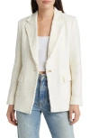 Mango Tweed Blazer With Jewel Button Ecru In White