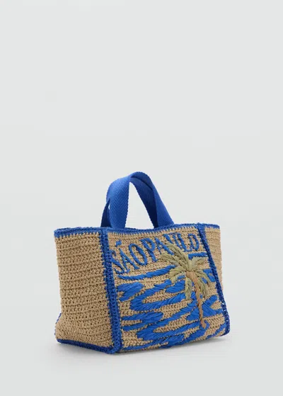 Mango Kids' Raffia Beach Bag Sand