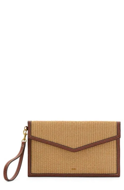Mango Raffia Clutch In Brown