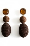 Mango Raffia Drop Earrings In Brown