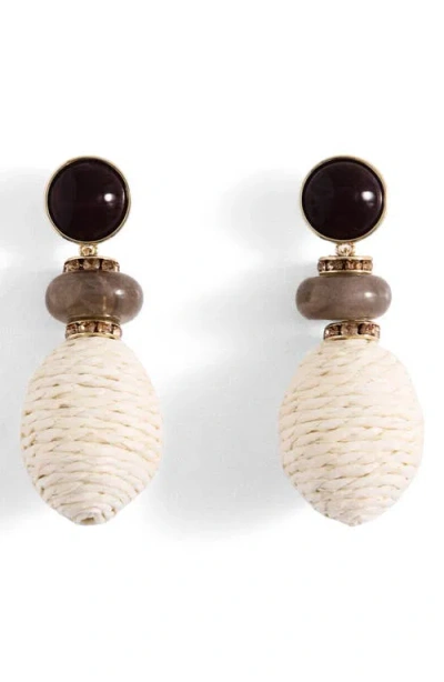 Mango Raffia Drop Earrings In White