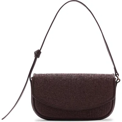 MANGO MANGO RAFFIA FLAP SHOULDER BAG