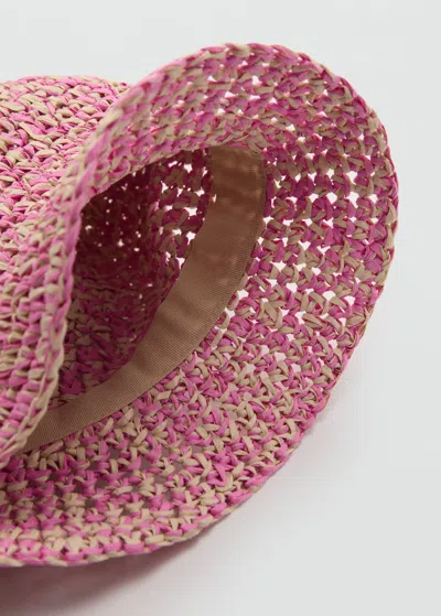Mango Kids' Raffia Hat Pink