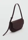 Mango Raffia Shoulder Bag With Flap Chocolate