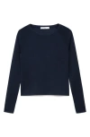 Mango Raglan Sleeve Cotton Blend Sweater In Blue