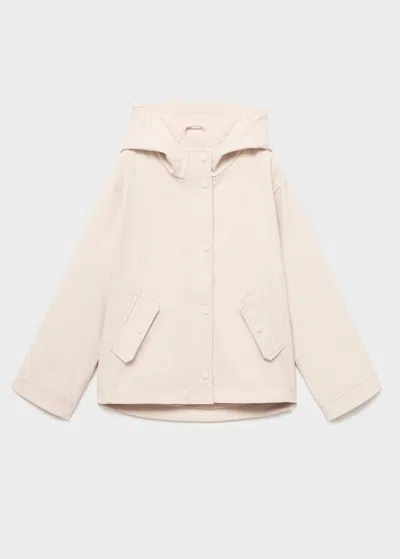 Mango Kids' Raincoat Hooded Jacket Beige In Neutral