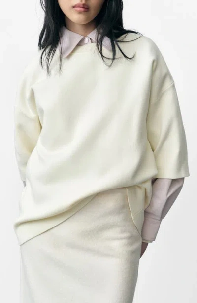 Mango Rama Short Sleeve Crewneck Sweater In White