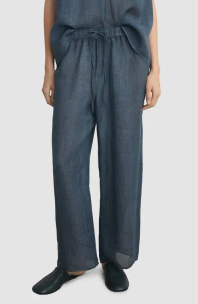 Mango Ramie Pajama Pants In Blue