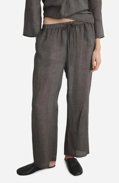 Mango Ramie Pajama Pants In Gray