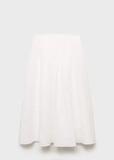 Mango Ramie Pleated Skirt White