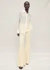 Mango Ramie Shirt With Embroidered Pocket Off White In Blanc Cassé