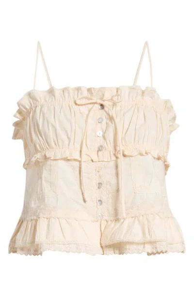 Mango Ramo Ruffle Lace Top In White