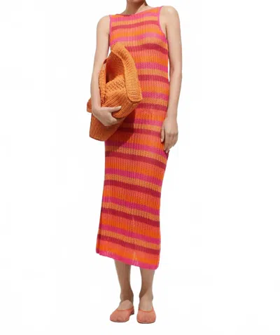 Mango Raquel Knit Dress In Pink/orange