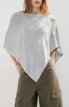 Mango Raul Asymmetrical Hem Knit Cape In Gray