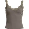 Mango Raven Lace Trim Rib Tank In Brown