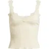 Mango Raven Lace Trim Rib Tank In White