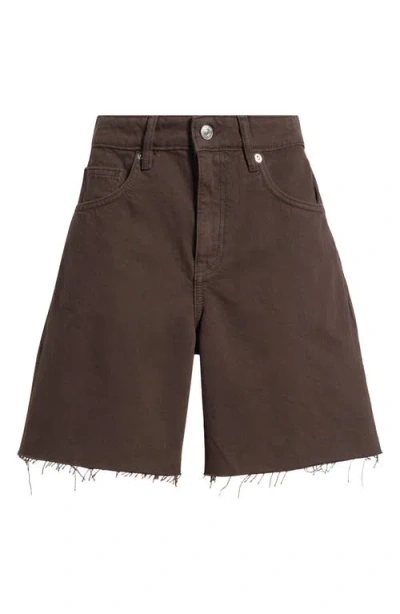 Mango Raw Hem Denim Bermuda Shorts In Brown