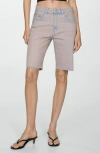 Mango Denim Bermuda Shorts Washed Effect Light Pink In Pink