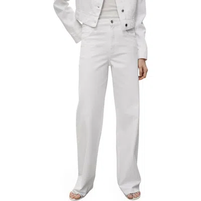 Mango Raw Hem High Waist Wide Leg Jeans In White