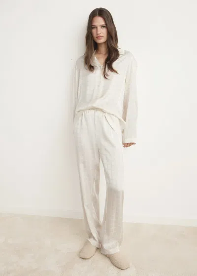 Mango Chemise Pyjama Carreaux Rayonne Ivoire - Femme - L -  In White
