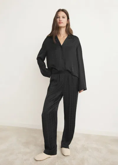Mango Pantalon Pyjama Carreaux Rayonne Noir - Femme - L -  In Black
