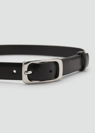 Mango Ceinture Boucle Rectangulaire Noir - Femme - L -  In Black