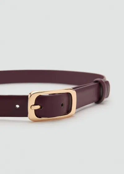 Mango Ceinture Boucle Rectangulaire Bordeaux - Femme - L -  In Burgundy
