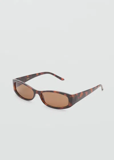 Mango Lunettes De Soleil Monture Rectangulaire Chocolat - Femme - Taille Unique -