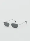Mango Rectangular Metal Frame Sunglasses Silver