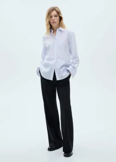 Mango Regular Cotton Lyocell-blend Shirt Sky Blue