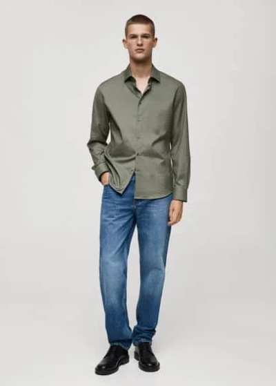 Mango Regular-fit 100% Cotton Shirt Green In Vert