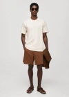 Mango Regular-fit 100% Cotton T-shirt Ecru In Écru