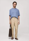 Mango Regular-fit 100% Cotton Trousers In Beige