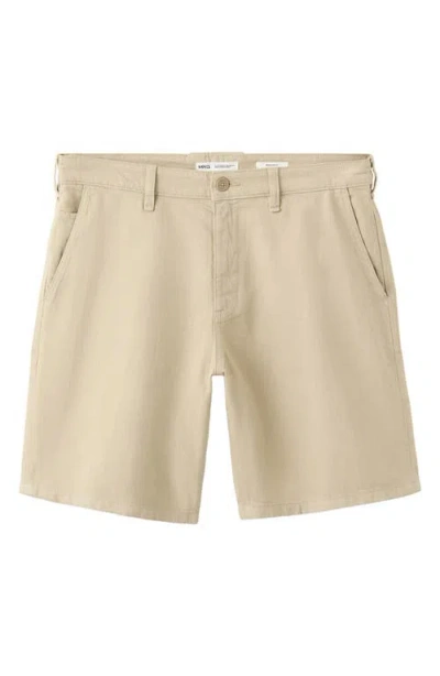 Mango Regular Fit Bermuda Shorts In White