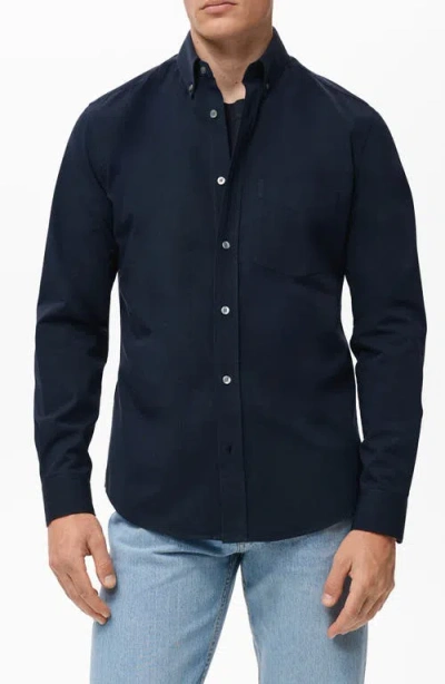Mango Regular Fit Button Down Shirt In Blue