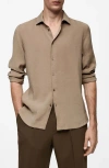 Mango Regular Fit Button-up Shirt In Medium Brown