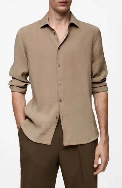 Mango Regular Fit Button-up Shirt In Medium Brown