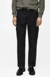Mango Regular Fit Cargo Jeans In Black Denim