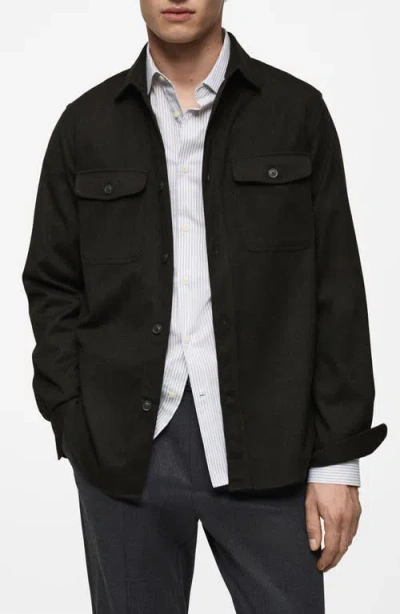 Mango Regular Fit Chest Pocket Button-up Shirt In Dark Heather Grey