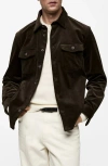 Mango Regular Fit Corduroy Overshirt In Khaki Green