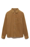 Mango Men's Suede Effect Overshirt In Medium Brown